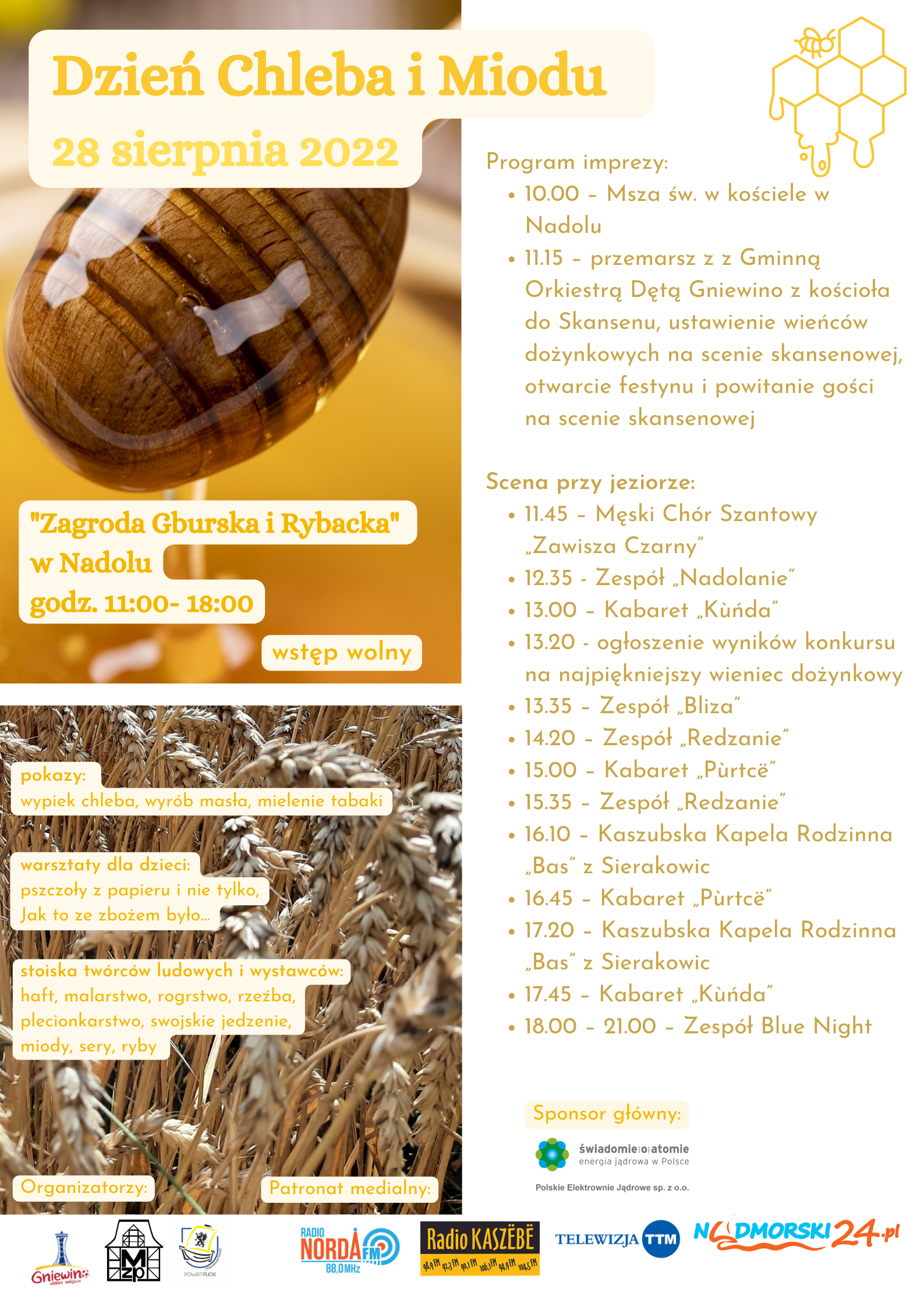 Plakat przedstawiający program Dnia Chleba i Miodu 2022