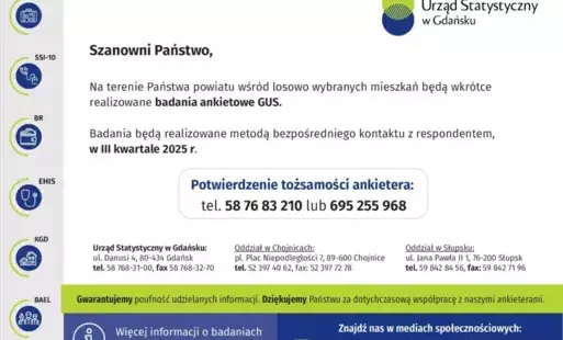 Zdjęcie do  GUS przeprowadzi badania ankietowe w naszym powieci