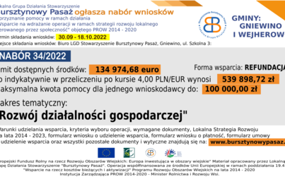 Zdjęcie do Stowarzyszenie Bursztynowy Pasaż ogłasza nab&oacute;r wniosk&oacute;w na Rozw&oacute;j działalności gospodarczej w terminie 30.09 - 18.10.2022