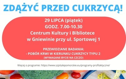 Zdjęcie do Bezpłatne badania profilaktyczne - ZDĄŻYĆ PRZED CUKRZYCĄ