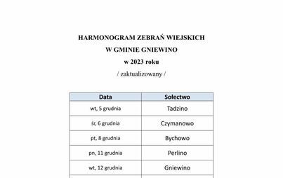 Zdjęcie do Harmonogram zebrań wiejskich
