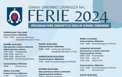 Zdjęcie do Program Ferii Zimowych 2024 w Gminie Gniewino