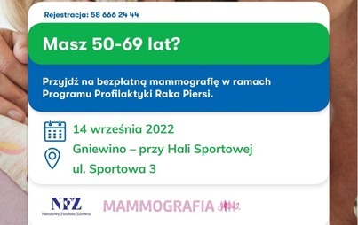 Zdjęcie do Badania mammograficzne dla Pań w wieku 50-69 lat