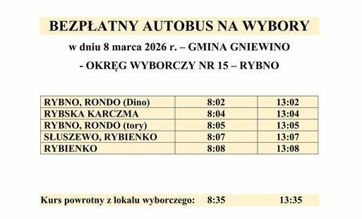 Zdjęcie do  Wybory uzupełniające do Rady Gminy Gniewino &ndash; bezpłatny dojazd do lokalu wyborczego
